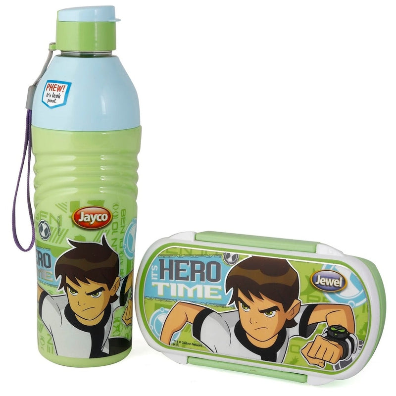 Original Licensed Crispy Wavee Lunch Box and Cartoon Water Bottle Set - Ben 10