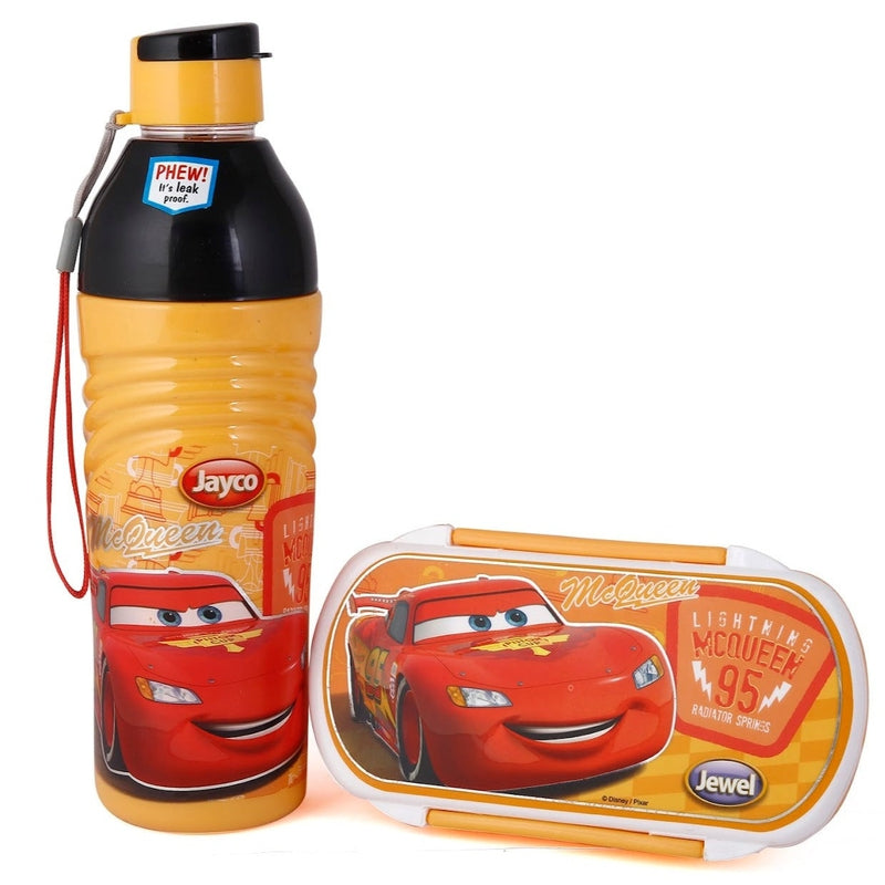 Original Licensed Disney Marvel Crispy Wavee Lunch Box and Cartoon Water Bottle Set - Cars