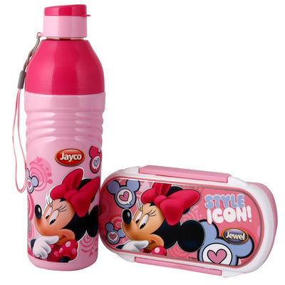 Original Licensed Disney Marvel Crispy Wavee Lunch Box and Cartoon Water Bottle Set - Minie Mouse