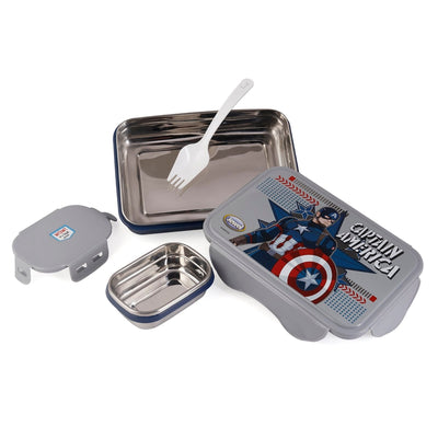 Original Licensed Disney Clip Fresh Insulated Inner Steel Lunch Box - Captain America