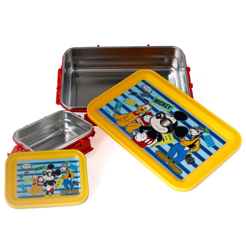 Original Licensed Disney Marvel Steel Lunch box and Merit & Clip Up Cartoon Water Bottle - Mickie Mouse