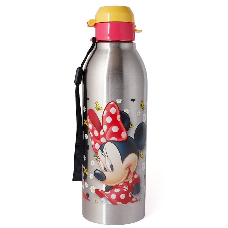 Original Licensed Disney Marvel Steel Lunch box and Merit & Clip Up Cartoon Water Bottle - Minie Mouse