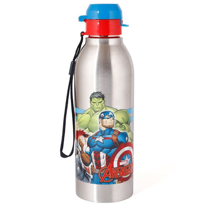 Original Licensed Disney Marvel Steel Lunch box and Merit & Clip Up Cartoon Water Bottle - Avengers