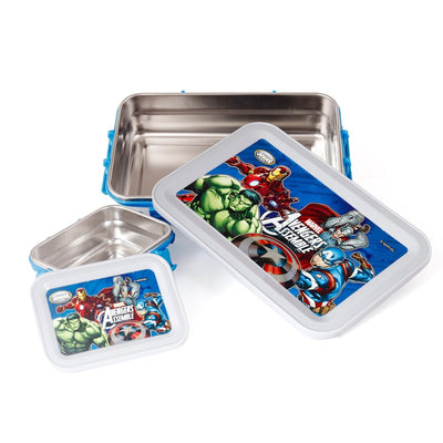 Original Licensed Disney Marvel Steel Lunch box and Merit & Clip Up Cartoon Water Bottle - Avengers