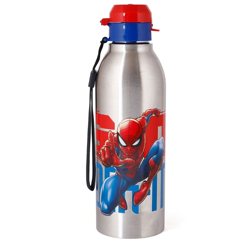 Original Licensed Disney Marvel Steel Lunch box and Merit & Clip Up Cartoon Water Bottle - Spiderman