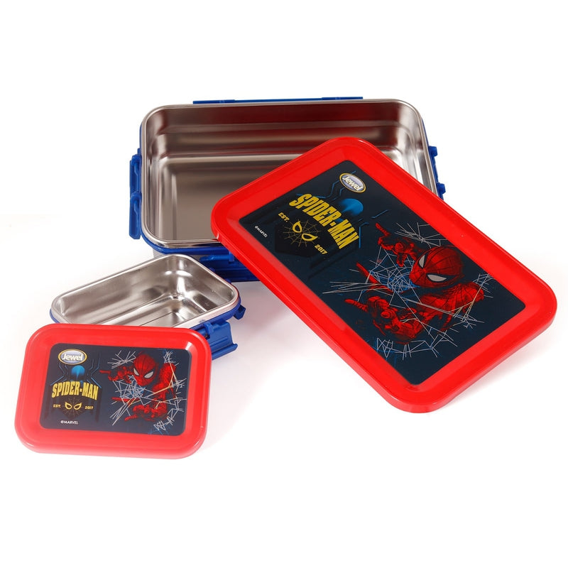 Original Licensed Disney Marvel Steel Lunch box and Merit & Clip Up Cartoon Water Bottle - Spiderman