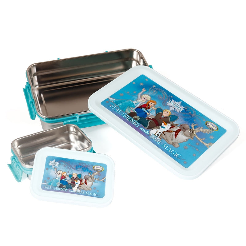 Original Licensed Disney Marvel Steel Lunch box and Merit & Clip Up Cartoon Water Bottle - Frozen