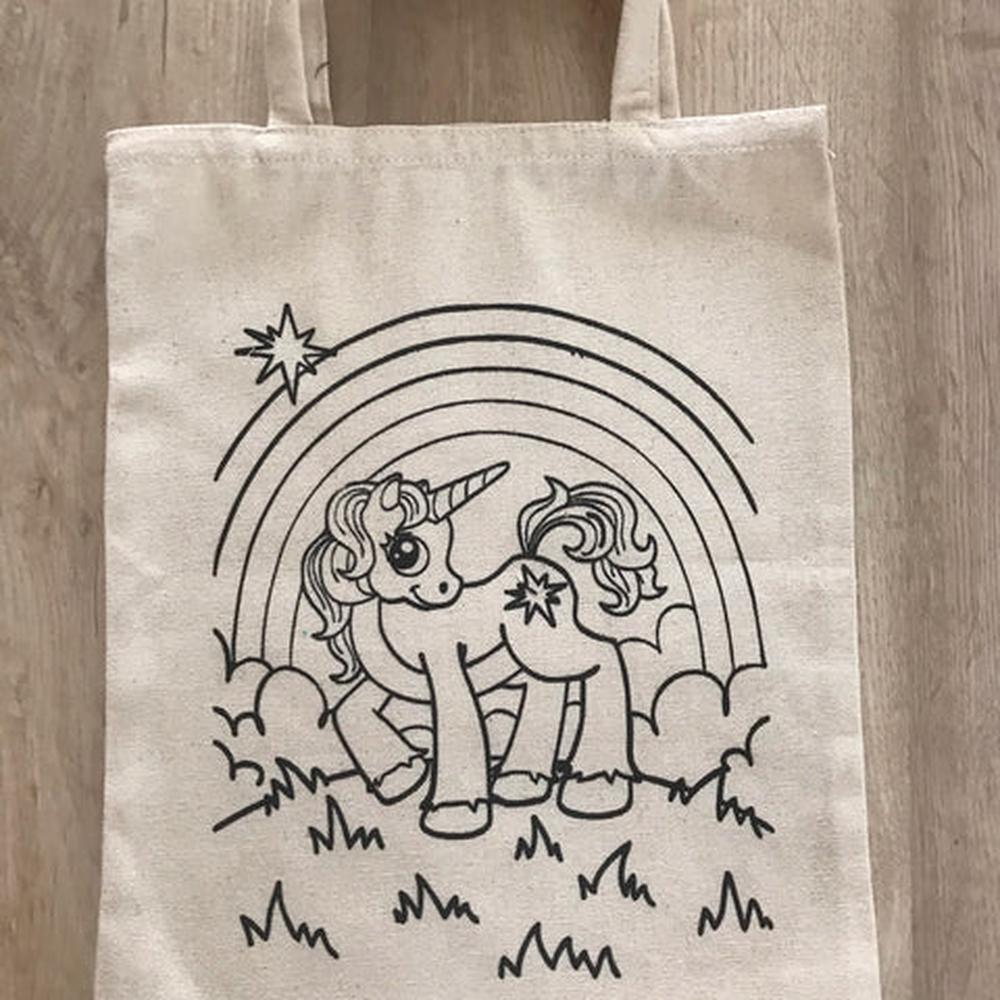 Little Canvas DIY Colouring Magical Unicorn Tote Bag | Canvas Art & Craft Activity for Kids