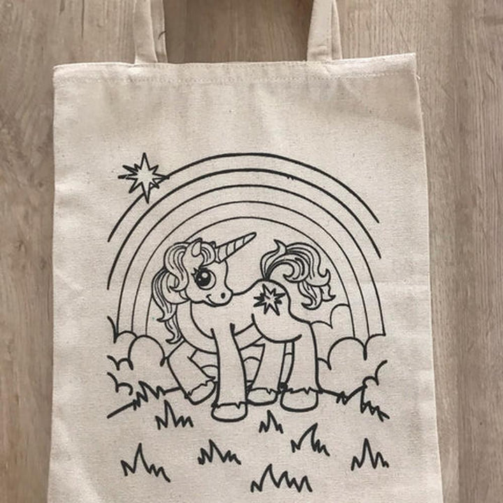 Little Canvas DIY Colouring Magical Unicorn Tote Bag | Canvas Art & Craft Activity for Kids
