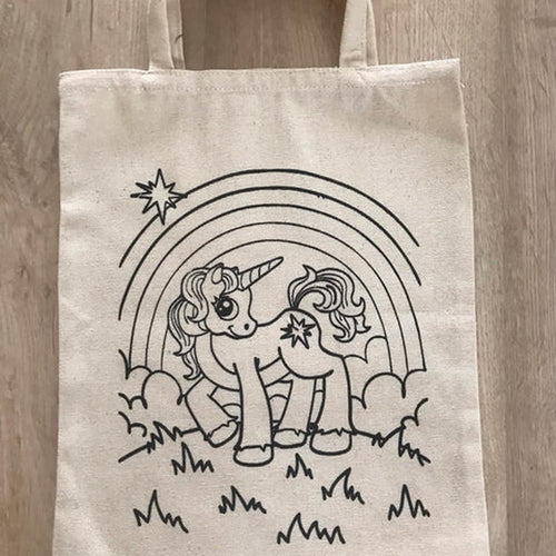 Little Canvas DIY Colouring Magical Unicorn Tote Bag | Canvas Art & Craft Activity for Kids