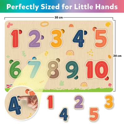 My First Wooden  ABC, Numbers, Shapes, Fruits, Vegetables, Jungle Animals Puzzle Tray (Set of 6) | 78 Pegs