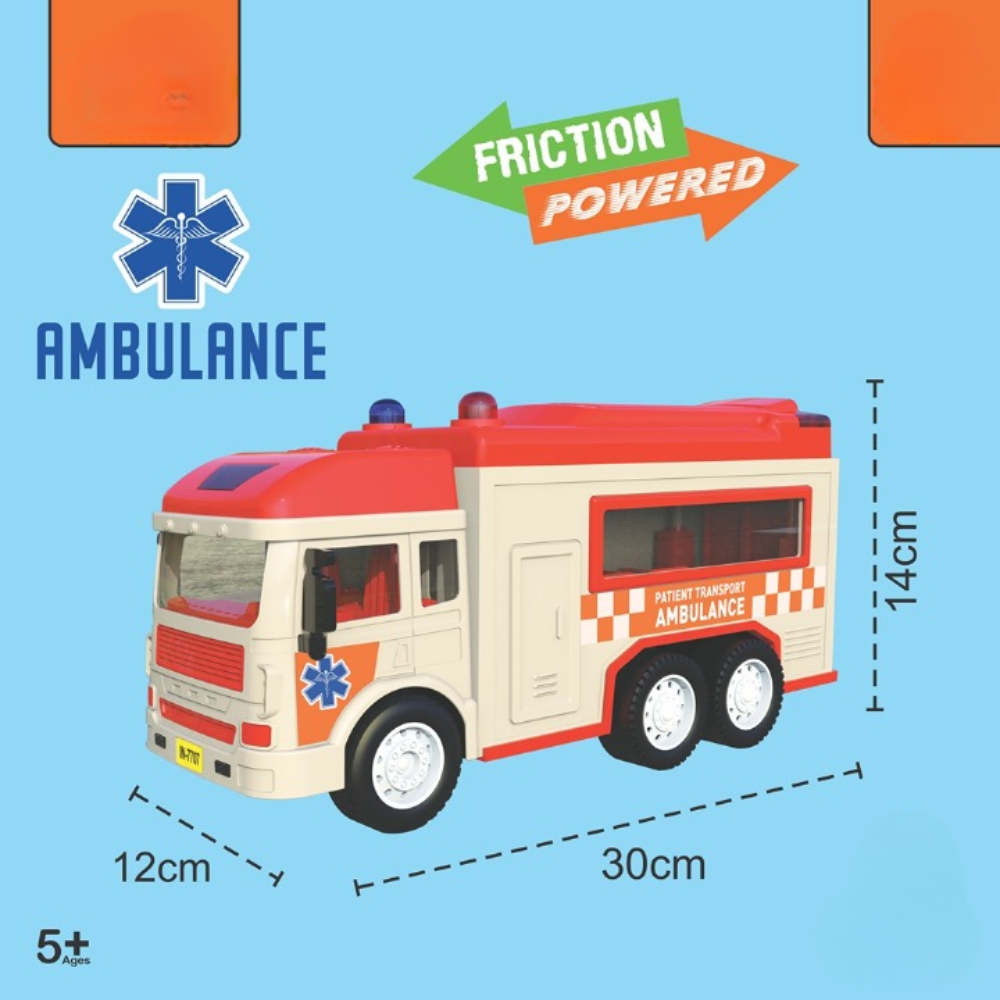 Friction Powered Realistic Ambulance Van Toy