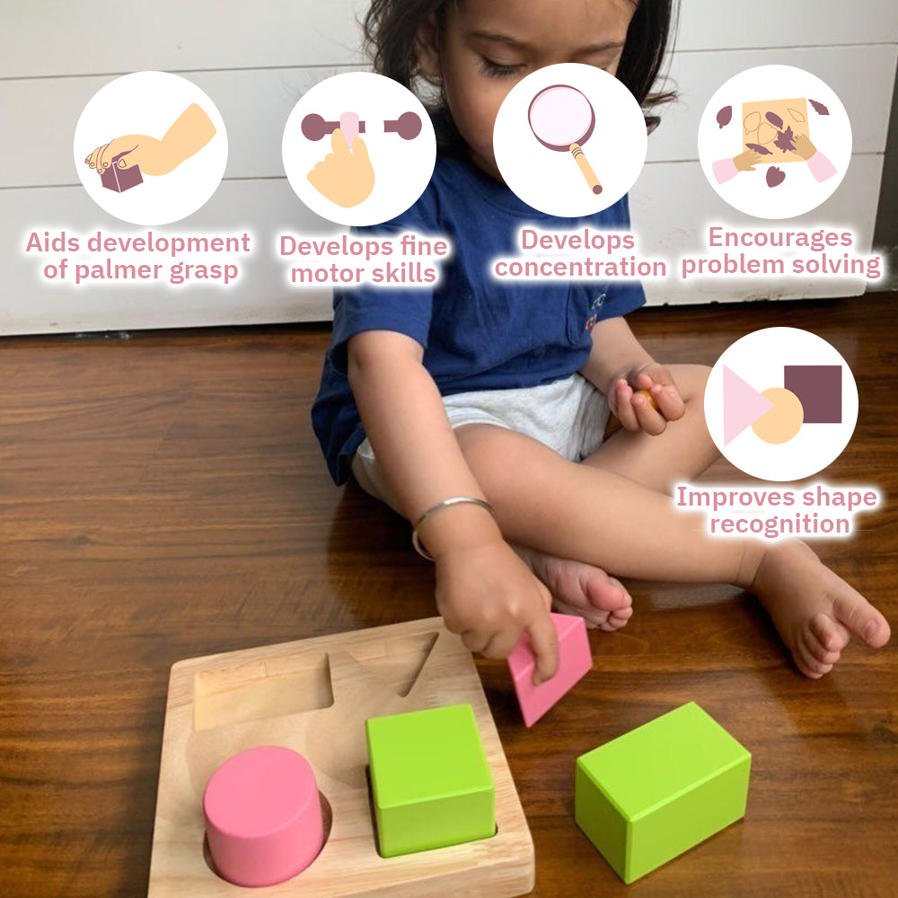 Ariro Toys Wooden Blocks & Puzzle Play Set for Toddlers (1-2 Years)