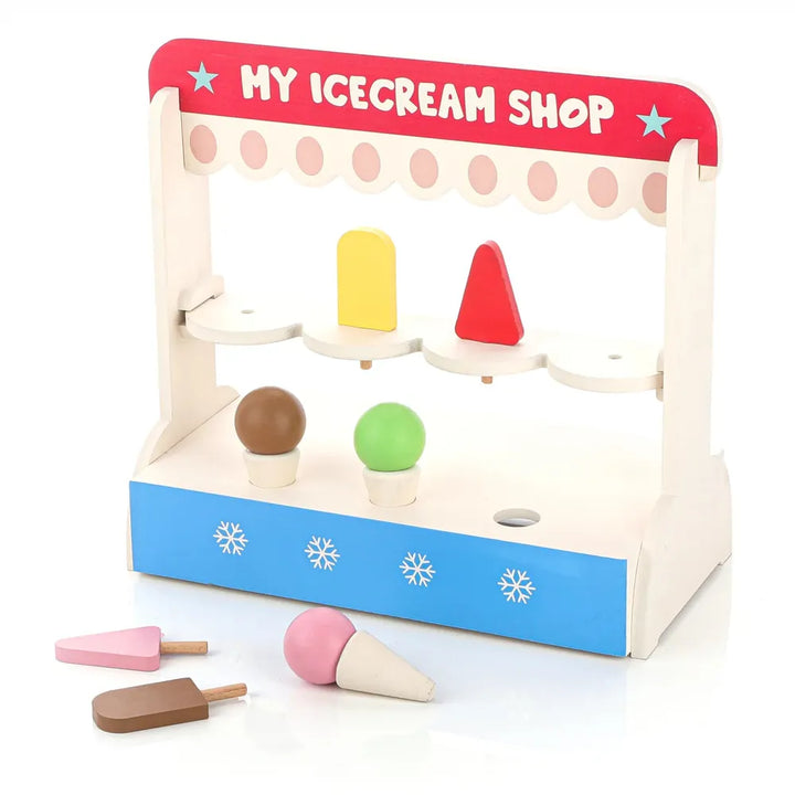 Chanak Wooden Ice Cream Shop Pretend Play Set - 8 Pieces