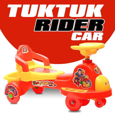 Tuk Tuk Sr Red Ride-on & Wagon | Non Battery Operated Ride On  For Kids (Multicolor) | COD not Available