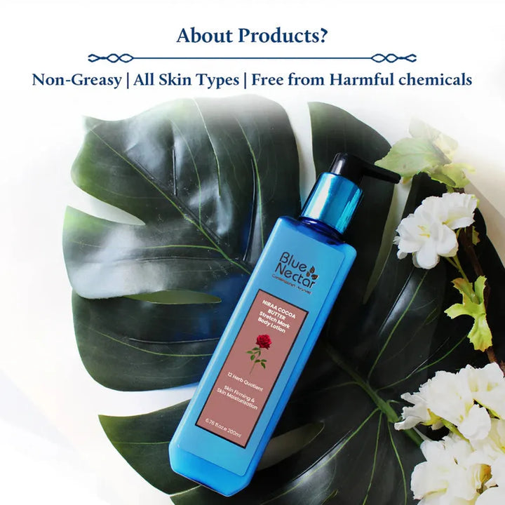 Blue Nectar Niraa Cocoa Butter Stretch Mark Removal Cream Body Lotion (12 Herbs) - 200ml