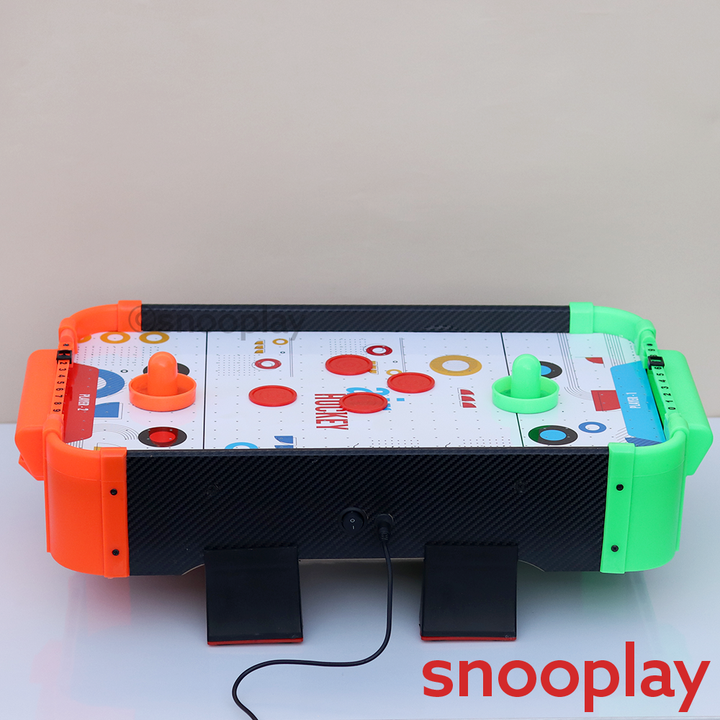 Simarr Small Air Hockey Table-Top Game with 2 Pucks, 2 Paddles, 1 Charger & 4 Legs (5-8 Years)