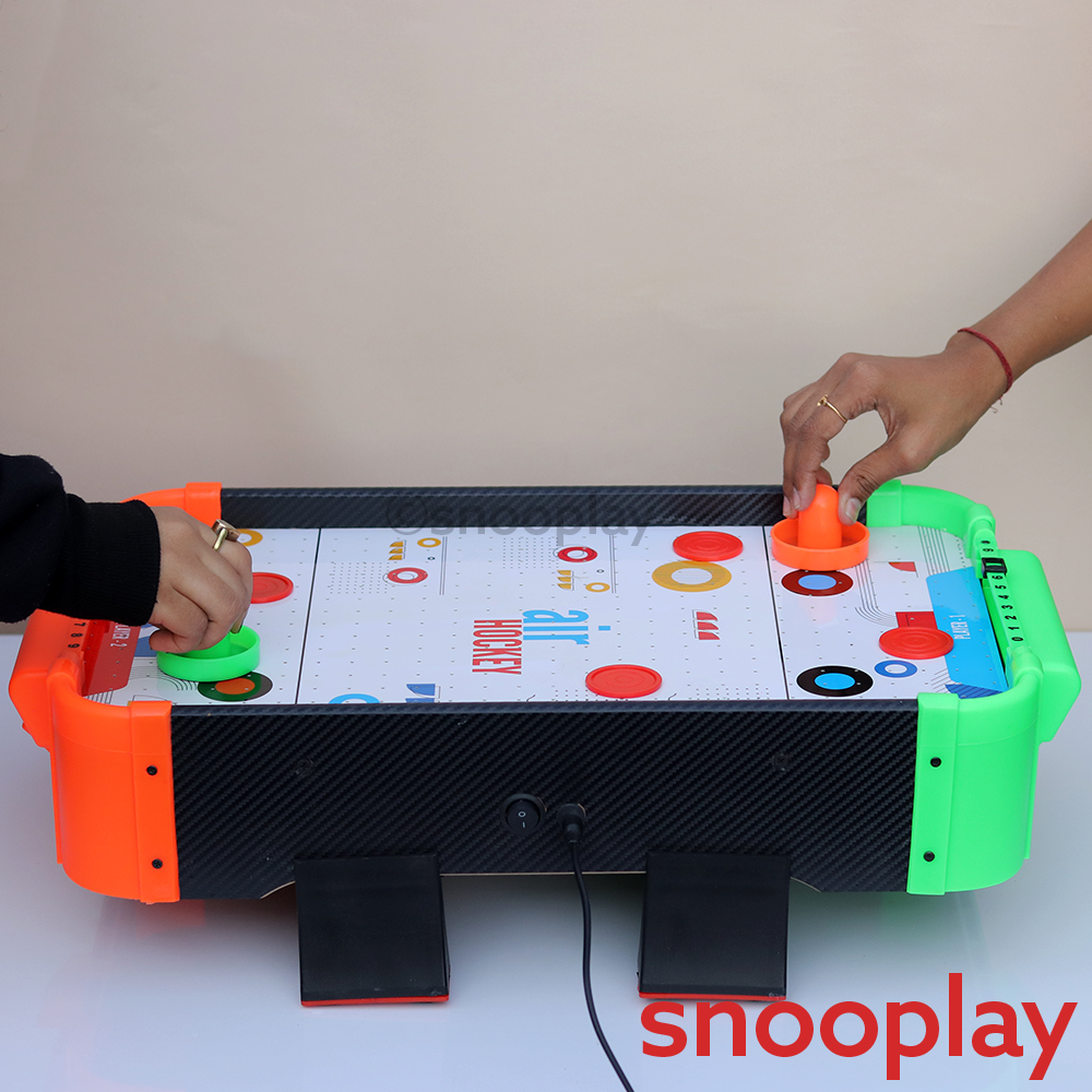 Simarr Small Air Hockey Table-Top Game with 2 Pucks, 2 Paddles, 1 Charger & 4 Legs (5-8 Years)