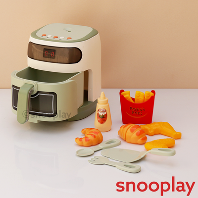 Realistic Air Fryer Set with Steam,Timer, Light & Sound- 14 Pieces (3-8 Years) | Pretend Play