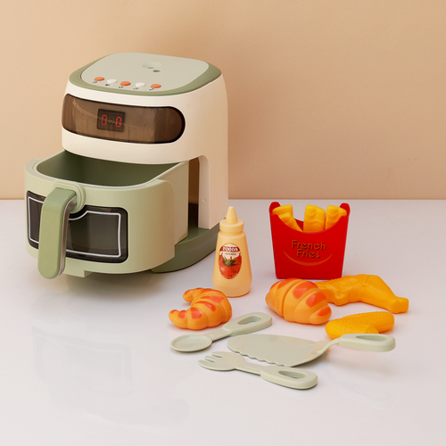 14 Pieces Realistic Air Fryer Set with Steam, Timer, Light & Sound (3-8 Years)