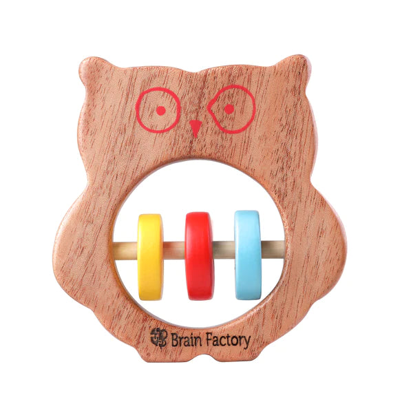 Neem Wood Teether Rattle Owl- Wooden Toy