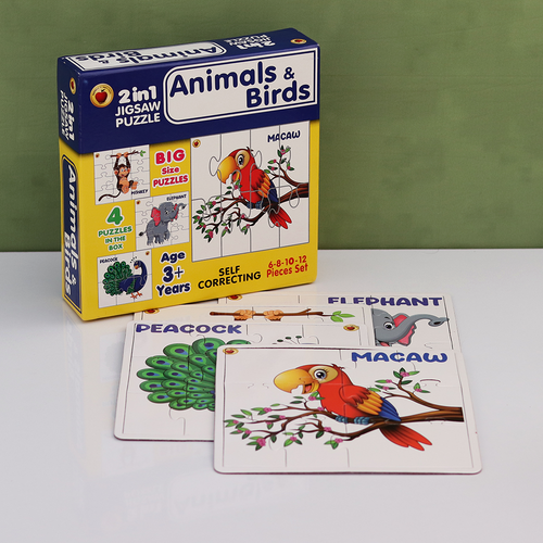 Applefun 'n' learn 2 in 1 Big Size Animal & Birds Jigsaw Puzzle - 36 Pieces (3-4 Years)
