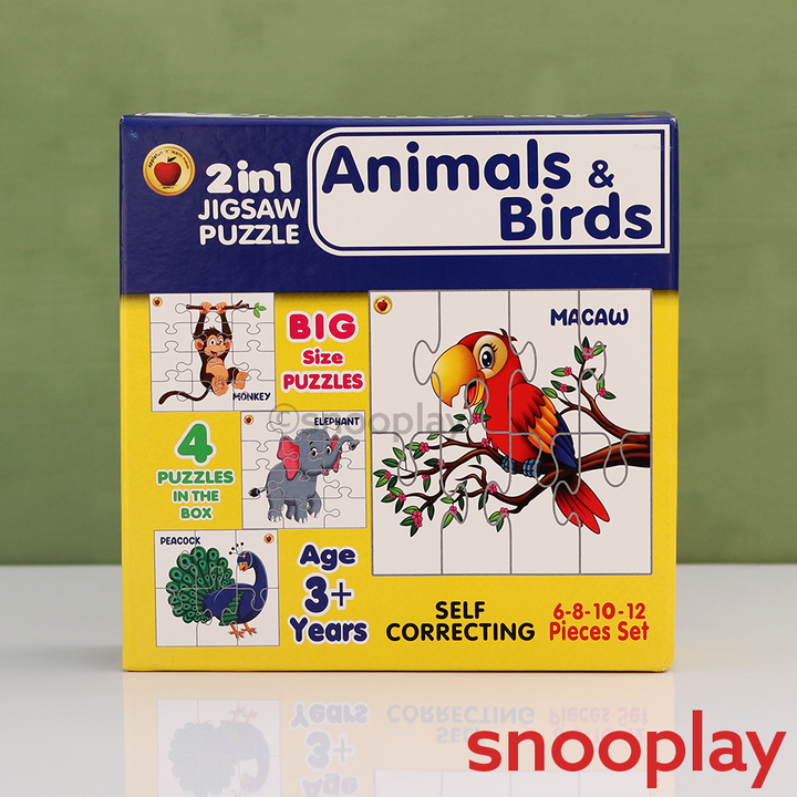 Applefun 'n' learn 2 in 1 Big Size Animal & Birds Jigsaw Puzzle - 36 Pieces (3-4 Years)
