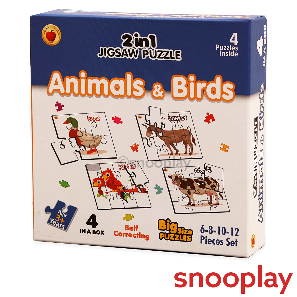 2 in 1 Jigsaw Puzzle Animal & Birds Big Size (36 - PCS)