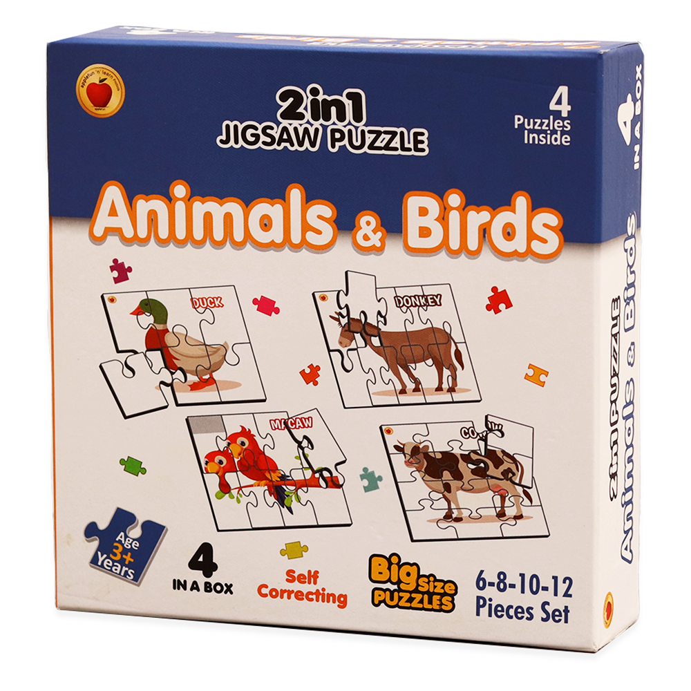 2 in 1 Jigsaw Puzzle Animal & Birds Big Size (36 - PCS)