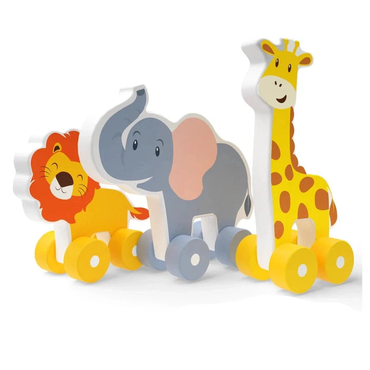 Wooden Animal Toys on Wheels (9 Months - 3 Years)