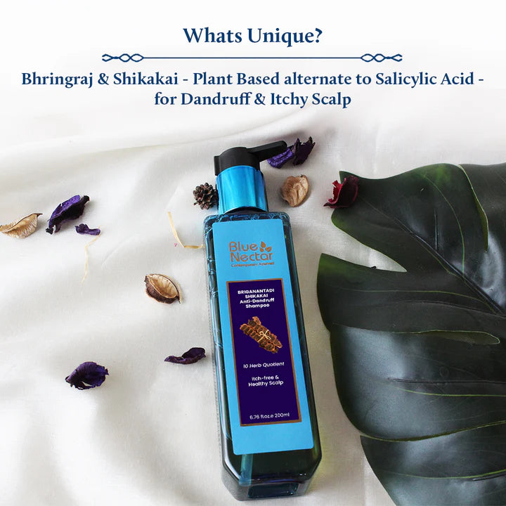 Blue Nectar Briganantadi Shikakai Anti-Dandruff Unisex Shampoo (26 Herbs) - 200ml