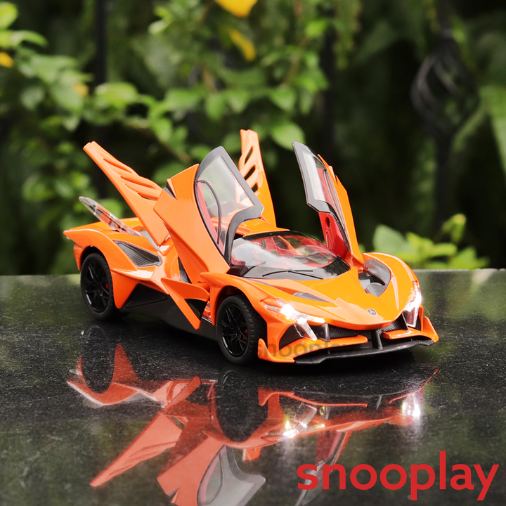 Diecast Resembling Apollo Evo Pull Back Car with Light & Sound | 1:24 Scale Model