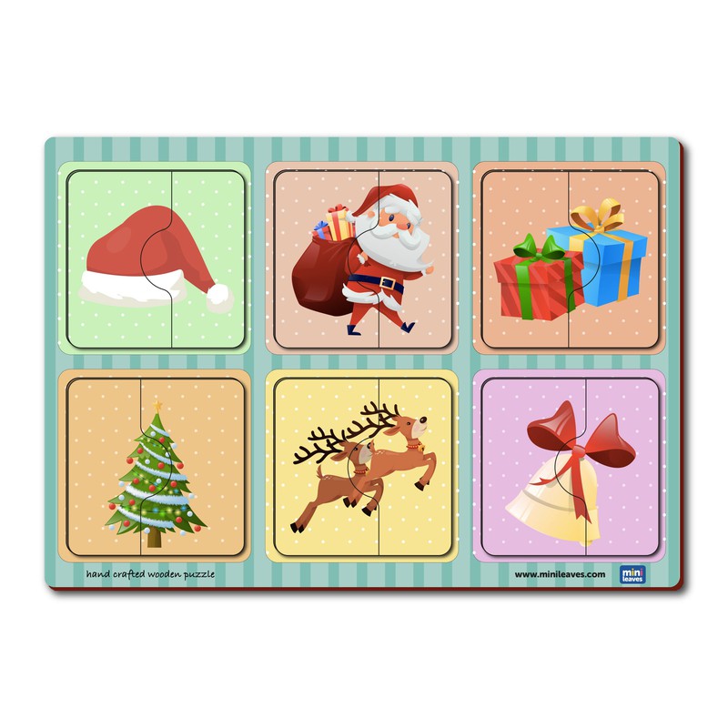 2 Pieces Of Christmas  Puzzle  (Set of 6)