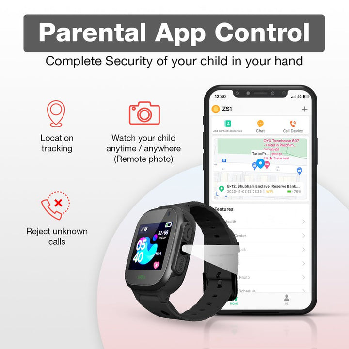 S2 Pro Kids Smart Watch with Live Location, Calling, Class Mode, SOS, Safe Zone (5-10 Years)