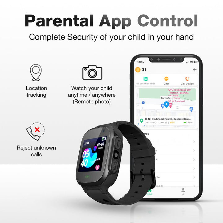 S1 Kids Smartwatch with Live Location, Calling, Class Mode, SOS, Safe Zone (5-10 Years)