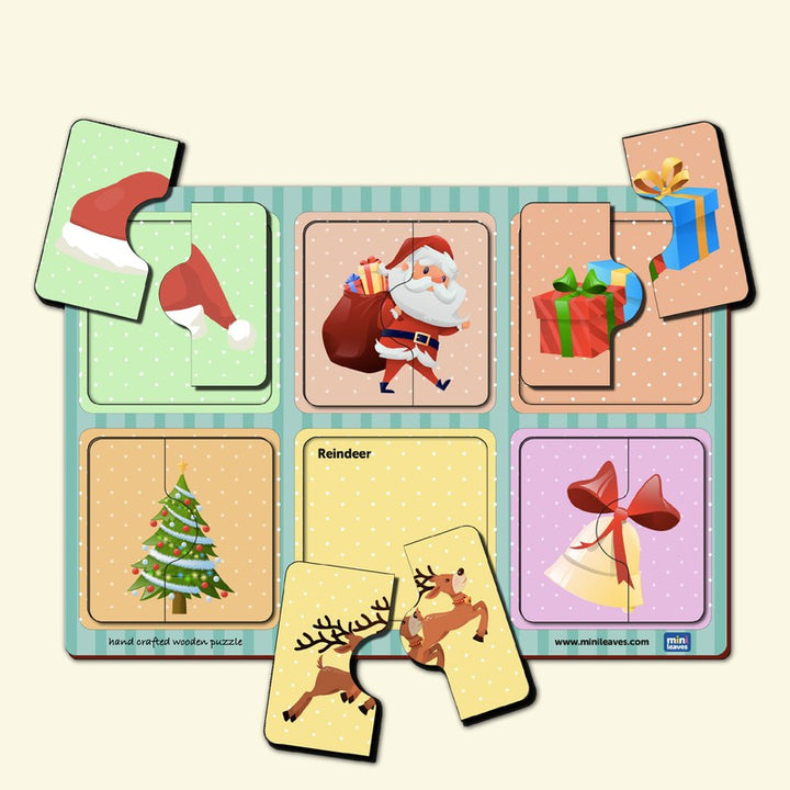 2 Pieces Of Christmas  Puzzle  (Set of 6)