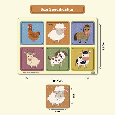 Farm Friends 2 Piece Puzzle (Set of 6)