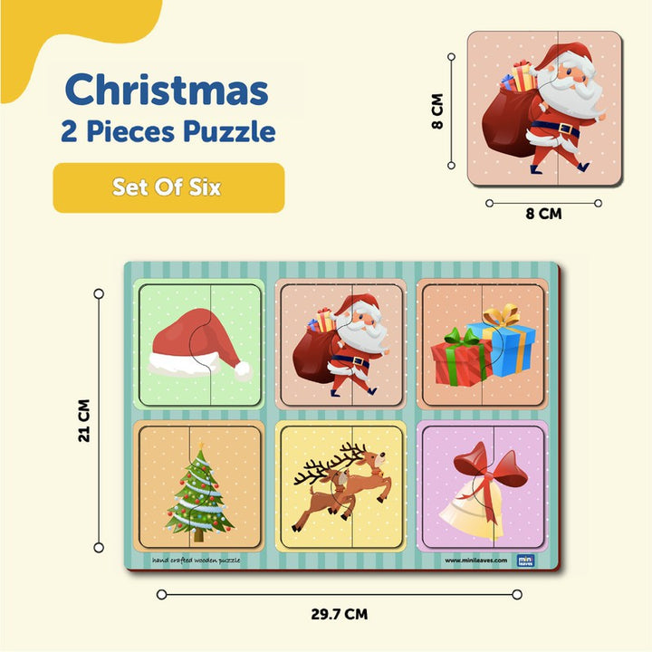 2 Pieces Of Christmas  Puzzle  (Set of 6)