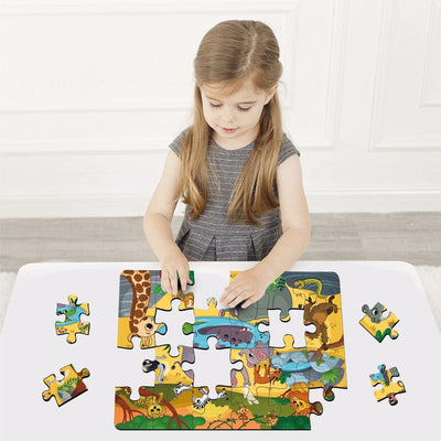 Wild Safari Animals 24 Pieces Wooden Jigsaw Floor Puzzle