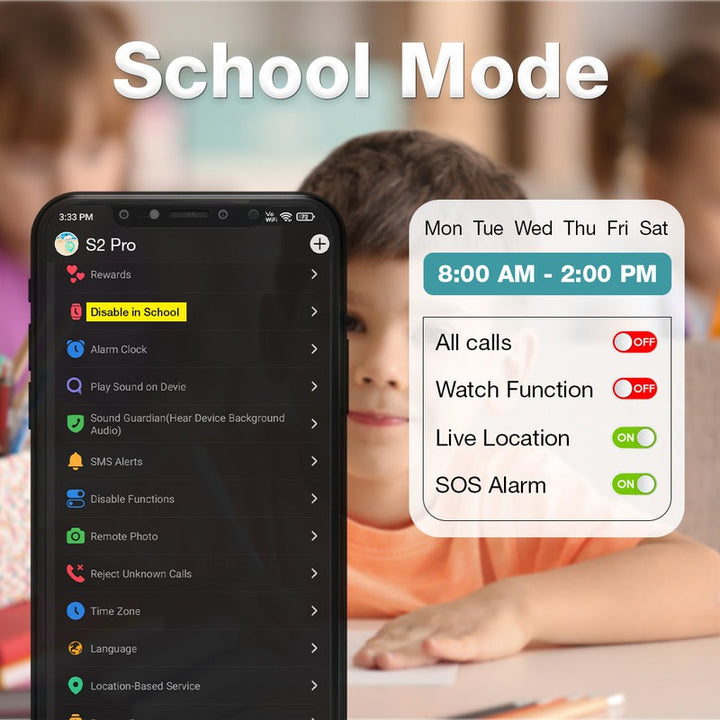 S2 Pro Kids Smart Watch with Live Location, Calling, Class Mode, SOS, Safe Zone (5-10 Years)