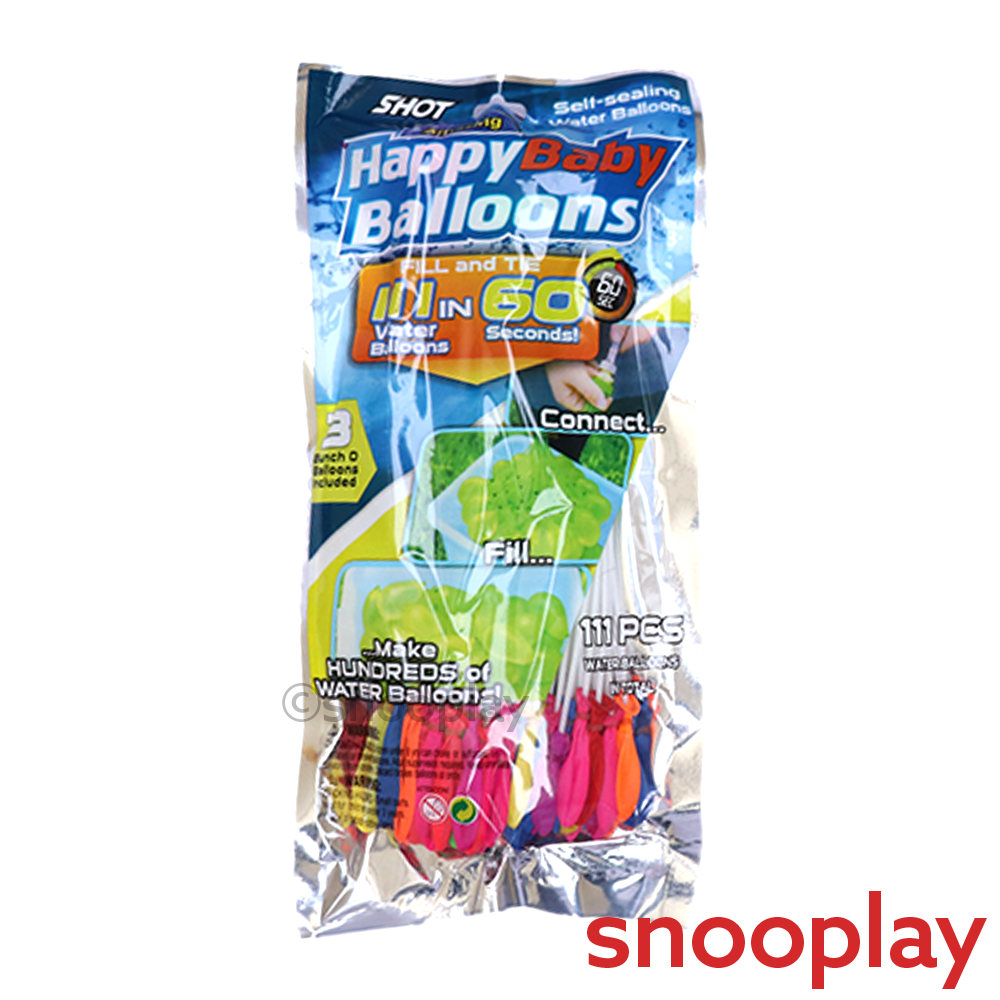 Total 111 Balloons - Fill Magic Water Balloon for Holi | No Need to Tie Knots Crazy Quick Fill in 60 Seconds with 1 Universal tap Adaptor | Assorted Colours