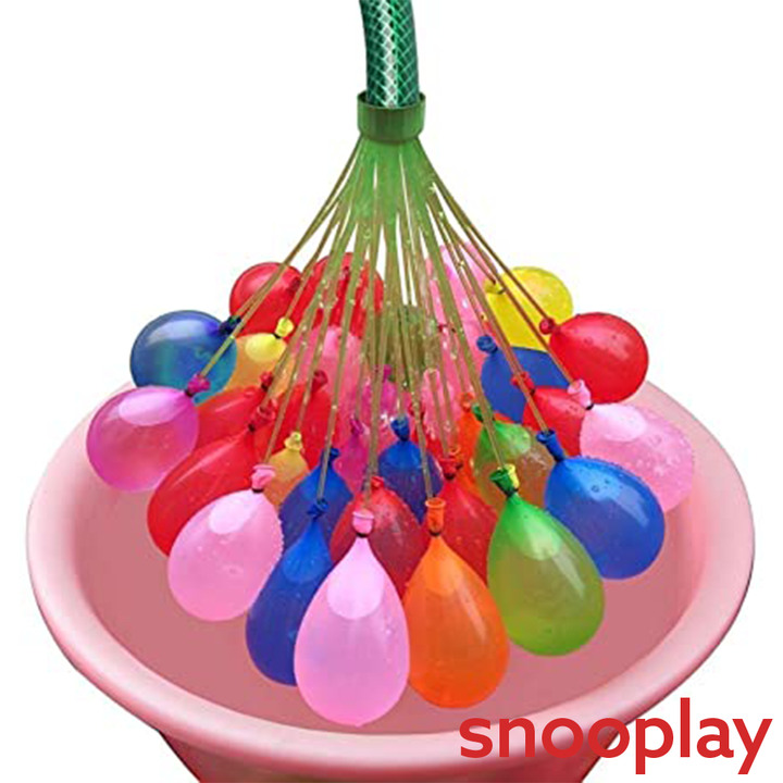 Total 111 Balloons - Fill Magic Water Balloon for Holi | No Need to Tie Knots Crazy Quick Fill in 60 Seconds with 1 Universal tap Adaptor | Assorted Colours