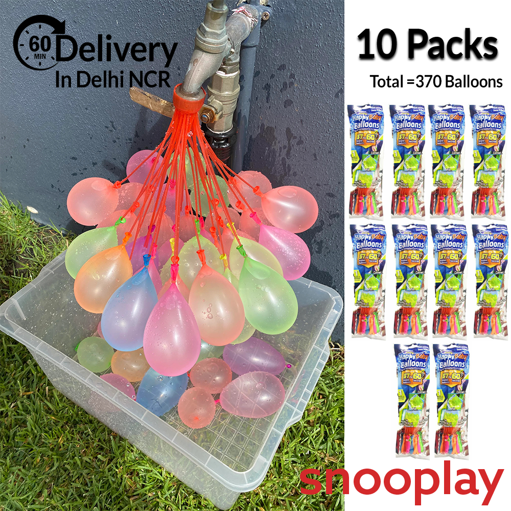 Pack of 10 Fill and Tie 37 Water Balloons in 60 Seconds Self Sealing Water Balloons (Total 370 Balloons)