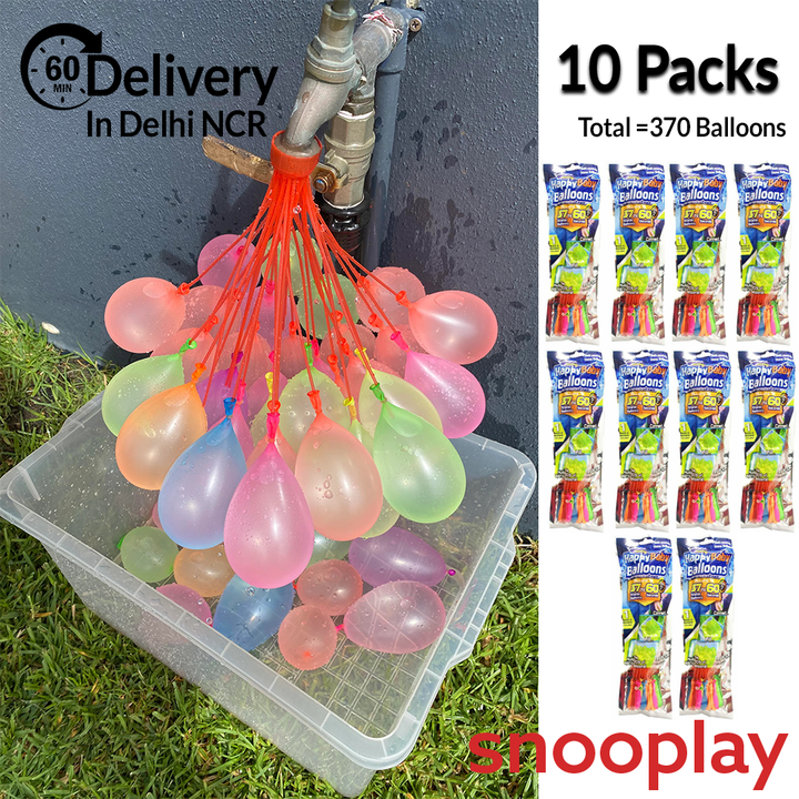 Pack of 10 Fill and Tie 37 Water Balloons in 60 Seconds Self Sealing Water Balloons (Total 370 Balloons)