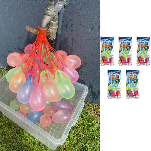 Pack of 5 Fill Magic Water Balloons | No Need to Tie Knots Crazy Quick Fill in 60 Seconds with 1 Universal tap Adaptor | Assorted Colors