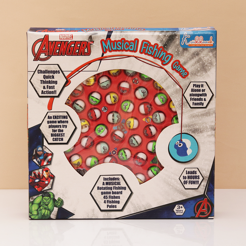 Kriiddaank Marvel Original Avengers Musical Fishing Game with 45 Fishes & 4 Poles | Licensed Marvel Toy (2-5 Years)