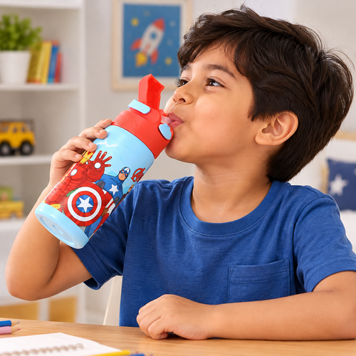 Licensed Marvel Avengers Insulated Sipper Water Bottle for Kids | 400 ml | Stylish & Portable Bottle