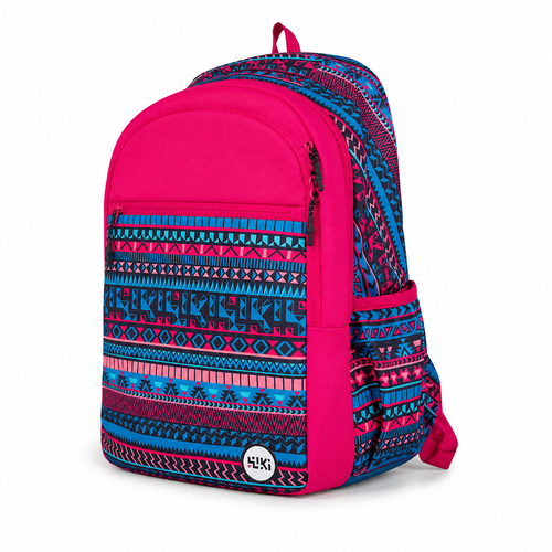 Wildcraft Girls Aztec 2 Compartments Backpack - Pink