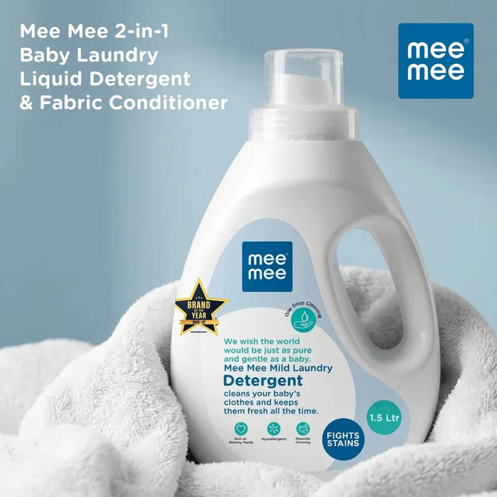 Mee Mee Baby Liquid Detergent | Safe for Mother’s Hands & Baby’s Skin | Anti-Bacterial, Removes Stains & Odor, Hypoallergenic | Mild Scent- 1.5 L