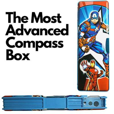 Compass Box | Pencil Box  |  Avengers | Captain America | Inbuild Sharpener (Captain America Theme)